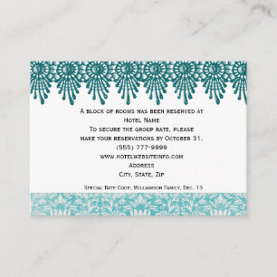 Tarjeta De Recepción Boho Verde azulado Hotel Alojamiento Insertar Tarj