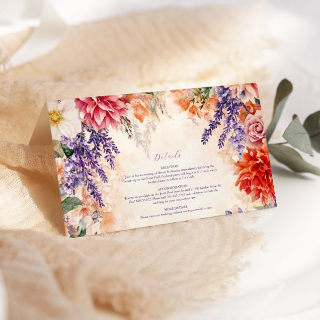 Tarjeta De Recepción Boho Victorian Royal Floral Boda (Subido por el creador)