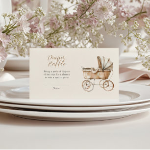 Tarjeta De Recepción Boho Vintage Baby Carriage Diaper Raffle
