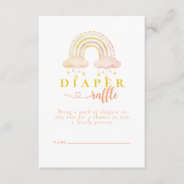 Tarjeta De Recepción Boho Watercolor Arcoiris Baby Shower Diaper Raffle