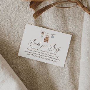 Tarjeta De Recepción Boho Watercolor Baby Clooks para el bebé