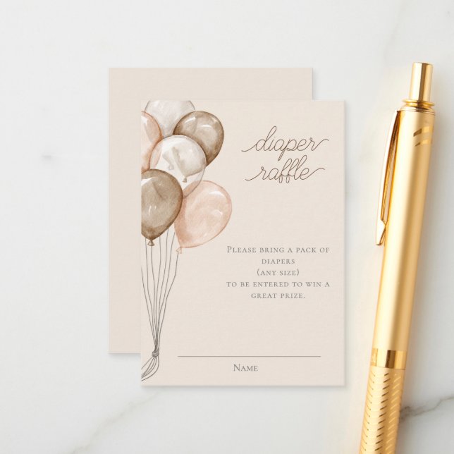 Tarjeta De Recepción Boho Watercolor Baby Shower Diaper Raffle (Anverso/Reverso In Situ)