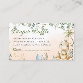 Tarjeta De Recepción Boho Watercolor Dinosaur Greenery diaper raffle