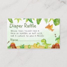 Tarjeta De Recepción Boho Watercolor Dinosaur Greenery diaper raffle