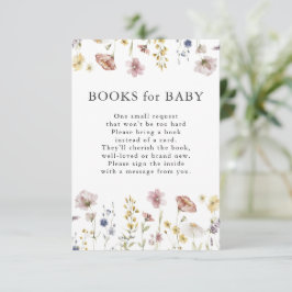 Tarjeta De Recepción Boho Watercolor Flores silvestres libros para bebé