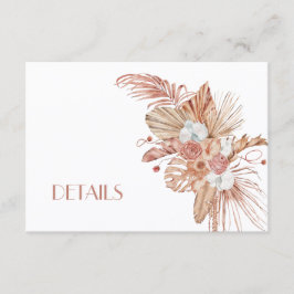 Tarjeta De Recepción Boho Watercolor Flowers Wedding Details