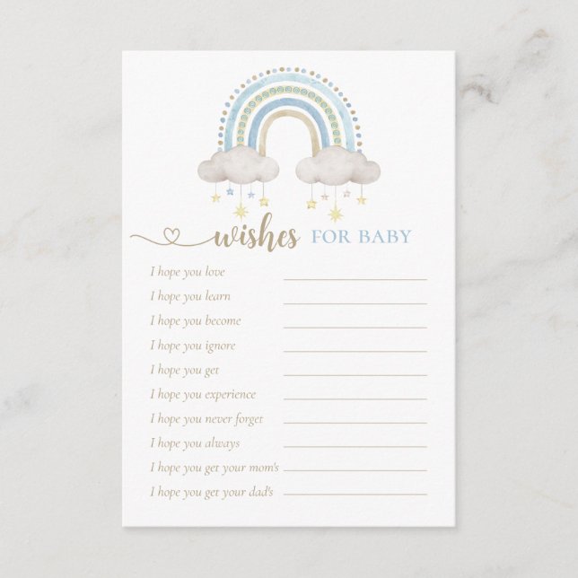 Tarjeta De Recepción Boho Watercolor Rainbow Baby Shower desea (Anverso)
