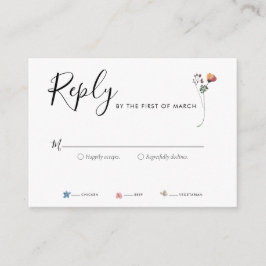 Tarjeta De Recepción Boho Watercolor Wildflowers RSVP
