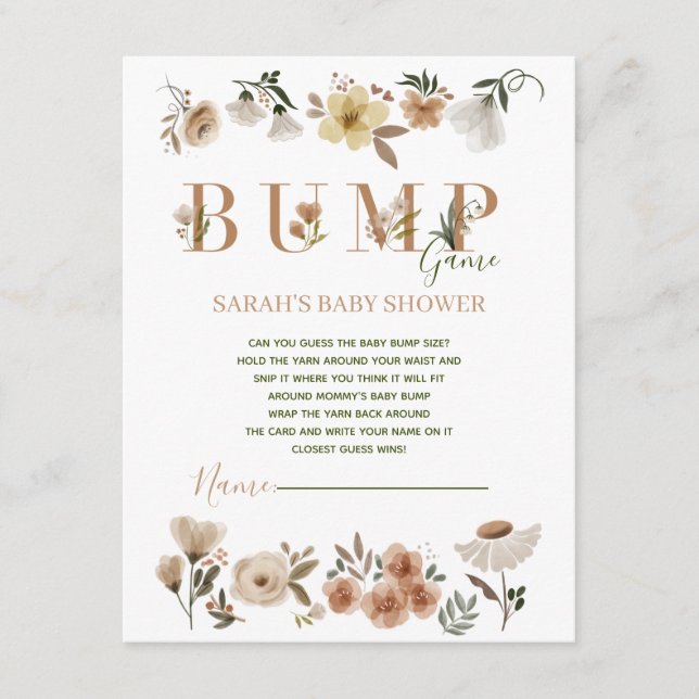 Tarjeta De Recepción Boho Waterolor Floral Baby Shower Bump Juego (Anverso)