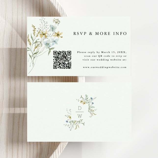 Tarjeta De Recepción Boho Wedding RSVP de Delicate verde pálido (Front & Back)