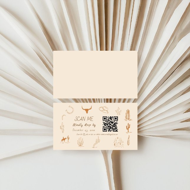 Tarjeta De Recepción Boho Western Cowboy Illustration Wedding Scan Me  (Subido por el creador)