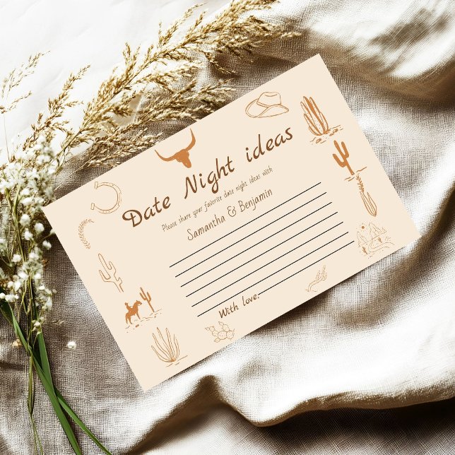Tarjeta De Recepción Boho Western Saddle Date Night Ideals Bridal Showe (Subido por el creador)