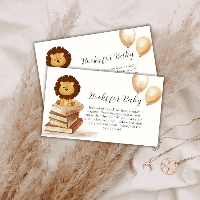 Tarjeta De Recepción Boho Wild Lion Balloon Books Para Baby Shower (Boho Wild Lion Balloon Books For Baby Shower Enclosure Card)