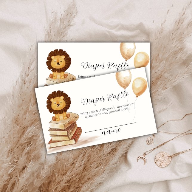 Tarjeta De Recepción Boho Wild Lion Balloon Diaper Raffle Baby Shower (Boho Wild Lion Balloon Diaper Raffle Baby Shower Enclosure Card)