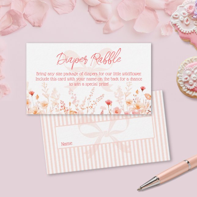 Tarjeta De Recepción Boho Wildflower Baby Shower Diaper Raffle  (Subido por el creador)