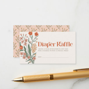 Tarjeta De Recepción Boho Wildflower Baby Shower Diaper Raffle Ticket