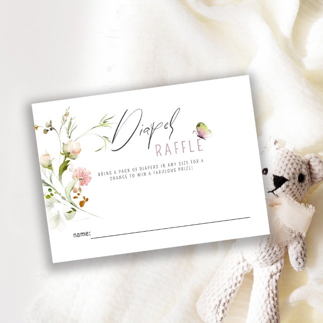 Tarjeta De Recepción Boho Wildflower Baby Shower Diaper Raffle Ticket (Subido por el creador)