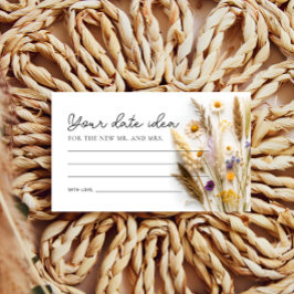 Tarjeta De Recepción Boho Wildflower Date Ideas nocturnas