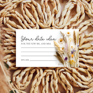 Tarjeta De Recepción Boho Wildflower Date Ideas nocturnas