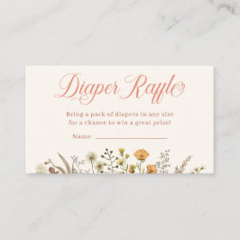 Tarjeta De Recepción Boho Wildflower Diaper Raffle Baby Shower