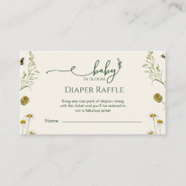 Tarjeta De Recepción Boho Wildflower Diaper Raffle Enclosure Card 