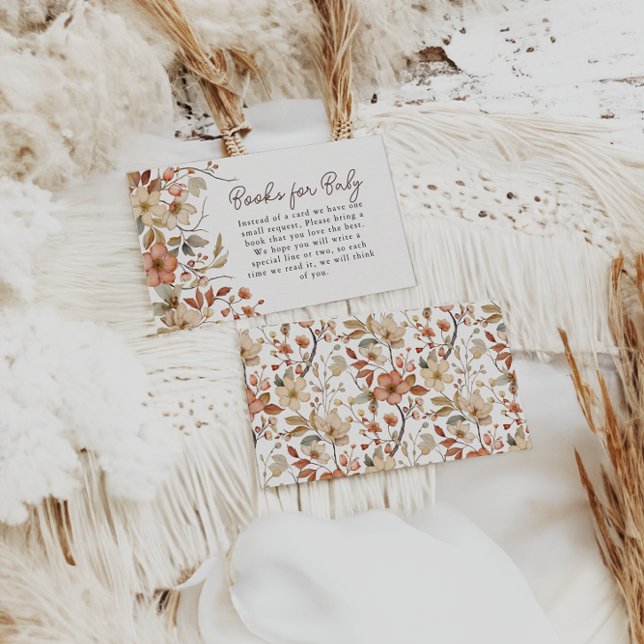Tarjeta De Recepción Boho Wildflower Floral Books Para Baby Shower (Subido por el creador)