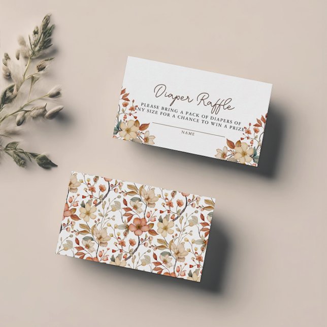 Tarjeta De Recepción Boho Wildflower Floral Diaper Raffle Baby Shower (Subido por el creador)
