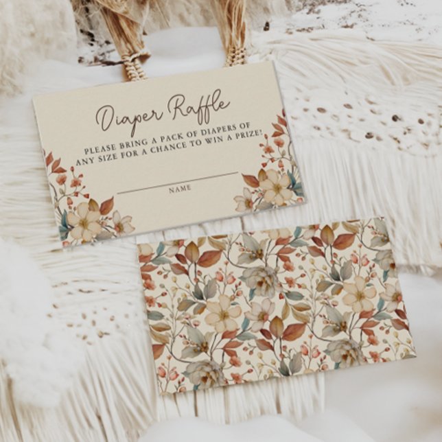 Tarjeta De Recepción Boho Wildflower Floral Marfil Diaper Raffle (Subido por el creador)