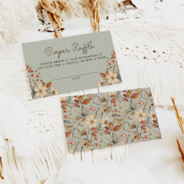 Tarjeta De Recepción Boho Wildflower Floral Sage Green Diaper Raffle