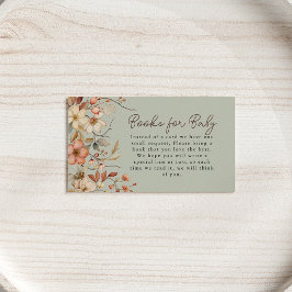 Tarjeta De Recepción Boho Wildflower Floral Sage Libros Verdes Para El