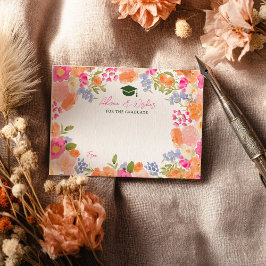 Tarjeta De Recepción Boho Wildflower Saludos de graduación de verano