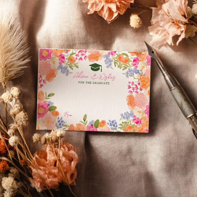 Tarjeta De Recepción Boho Wildflower Saludos de graduación de verano (Boho Wildflower Summer graduation advice wishes Enclosure Card)