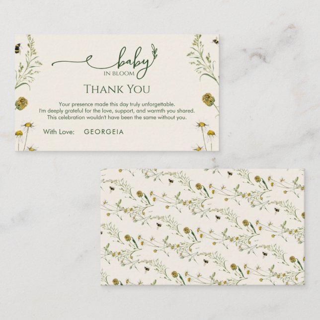 Tarjeta De Recepción Boho Wildflower Thank You Enclosure Card  (Anverso / Reverso)