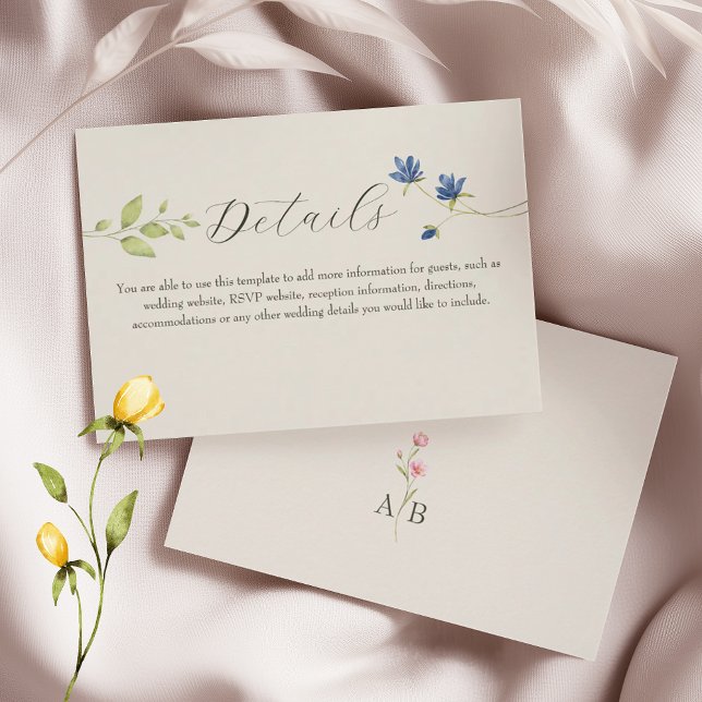 Tarjeta De Recepción Boho Wildflower Wedding Details (Subido por el creador)