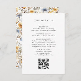 Tarjeta De Recepción Boho Wildflower WEDDING DETALLE CÓDIGO QR