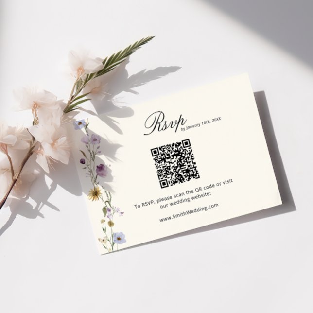 Tarjeta De Recepción Boho Wildflowers Boda de código QR (Subido por el creador)