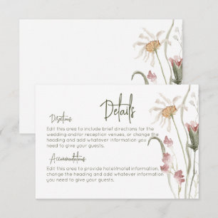 Tarjeta De Recepción Boho Wildflowers Boda de detalles florales moderno