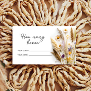 Tarjeta De Recepción Boho Wildflowers ¿Cuántos besos de juego de novias