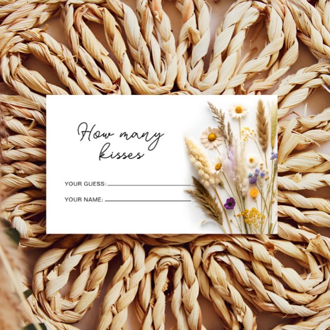 Tarjeta De Recepción Boho Wildflowers ¿Cuántos besos de juego de novias (Subido por el creador)