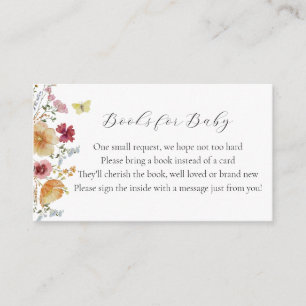 Tarjeta De Recepción Boho Wildflowers Libros para el Bebé