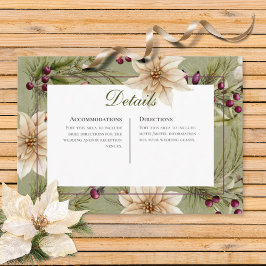 Tarjeta De Recepción Boho Winter Greenery Boughs Sage Green Reception