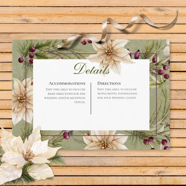 Tarjeta De Recepción Boho Winter Greenery Boughs Sage Green Reception (Subido por el creador)