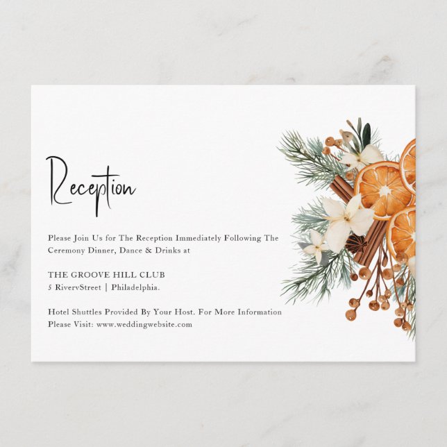 Tarjeta de recepción Boho Winter Wedding (Anverso)