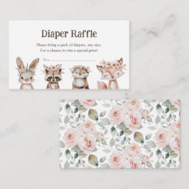 Tarjeta De Recepción Boho Woodland Animals Baby Shower Diaper Raffle