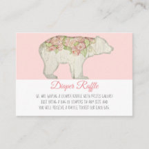 Boho Woodland Bear Girl Shower Diaper Raffle