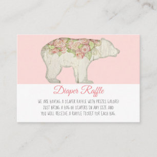 Tarjeta De Recepción Boho Woodland Bear Girl Shower Diaper Raffle