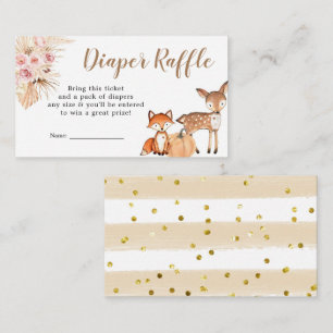 Tarjeta De Recepción Boho Woodland Calabaza Baby Shower Diaper Raffle