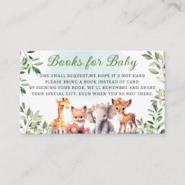 Tarjeta De Recepción Boho Woodland Greenery Animals Books para el bebé