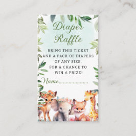 Tarjeta De Recepción Boho Woodland Greenery Animals Diaper Raffle Card