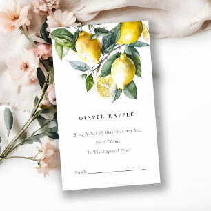 Tarjeta De Recepción Boho Yellow Lemon Garden Diaper Raffle Baby Shower